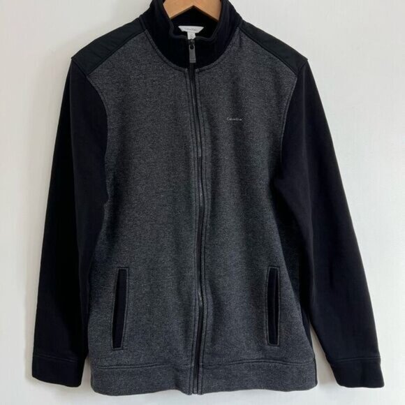 Calvin Klein Flight Bomber Full Zip Up Sweater Gray Black Men’s Size Small - Picture 1 of 11